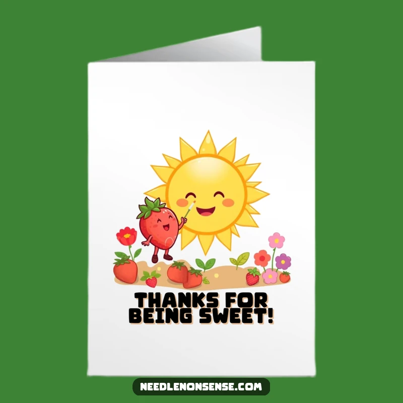 Free Printable Thank You Card: Sunny Thanks from Strawberry, Grateful Downloadable Gift
