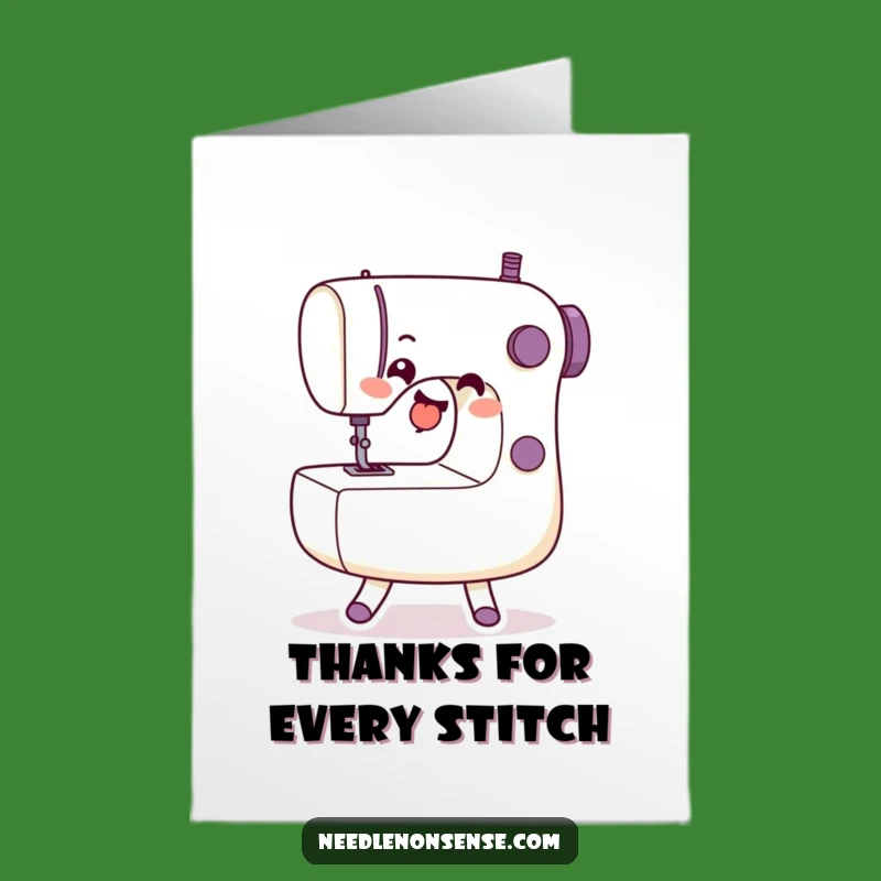 Free Printable Thank You Card: Dancing Sewing Machine Gratitude, Downloadable DIY Gift