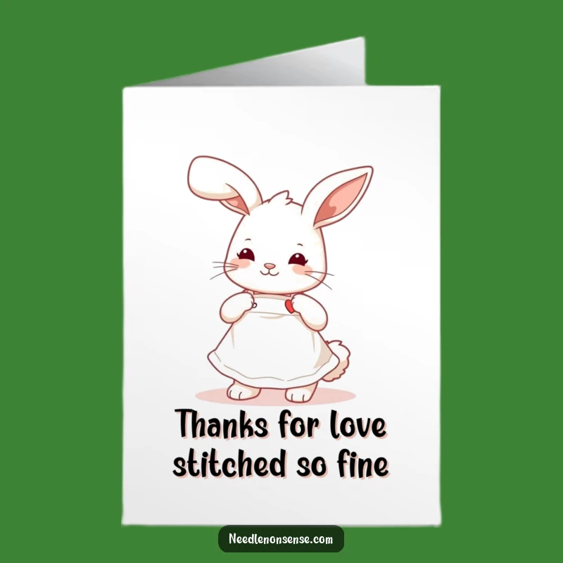 Free Printable Thank You Card: Bunny Sewing Gratitude, Sweet Downloadable Gift