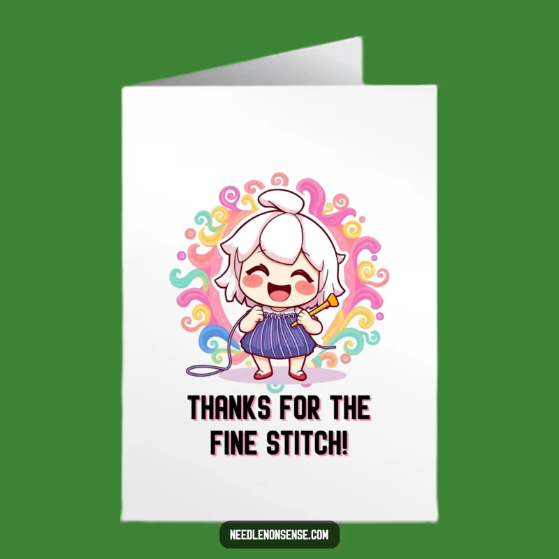 Funny Free Printable Thank You Card: Needle's Cheerful Stitch, Humorous Downloadable Appreciation