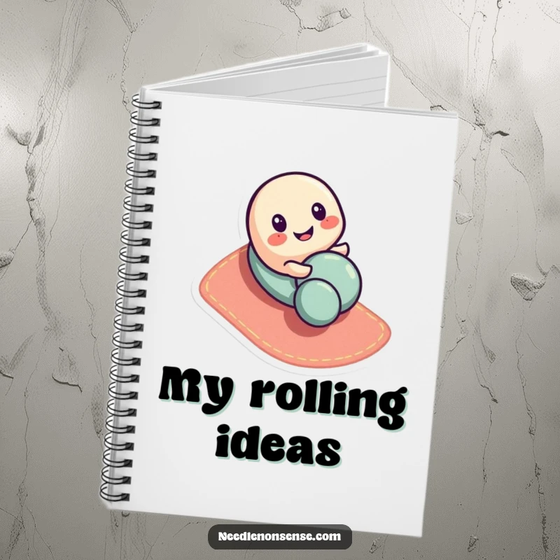 Funny button character notebook, with a playful rolling button design, perfect for jotting down notes and ideas.