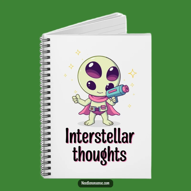 Funny Kawaii Alien Sparkle Notebook - Galactic Notes Inside!