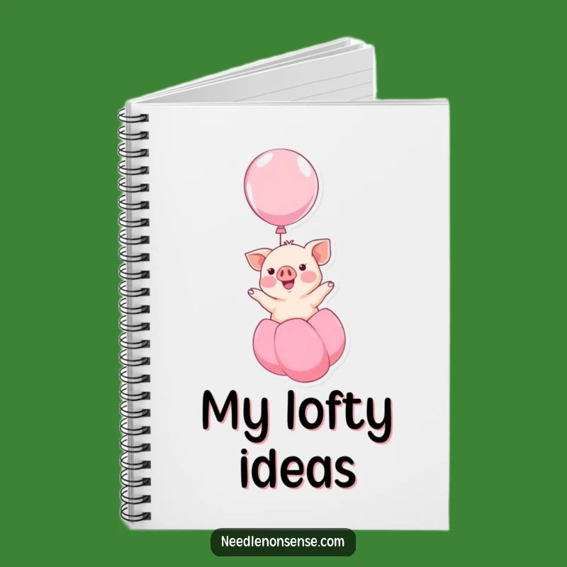 Funny Kawaii Piglet Balloon Notebook - Uplifting Notes Inside!