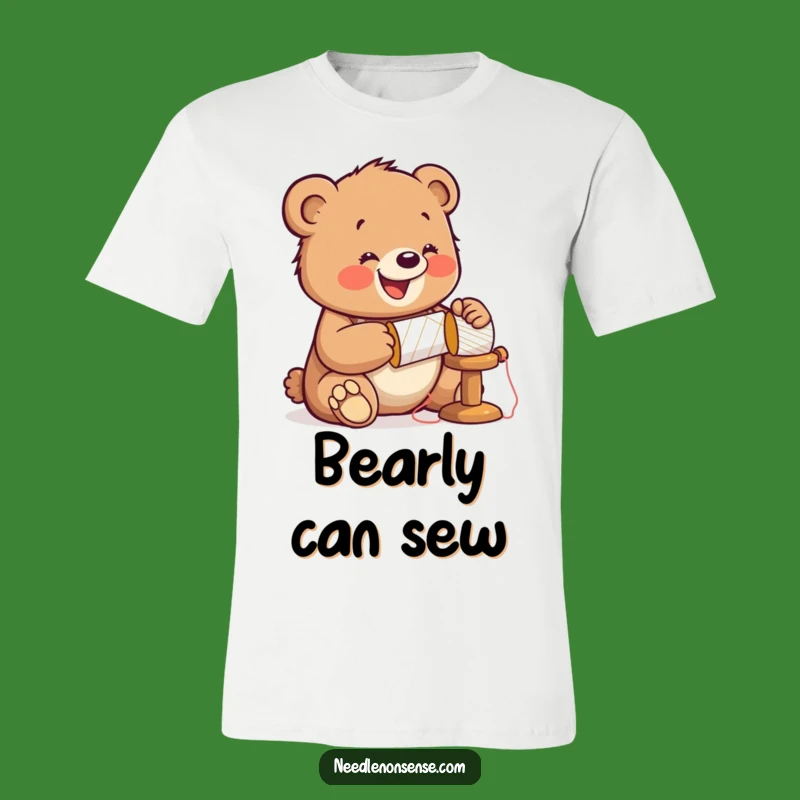Funny Bear Sewing T-Shirt: Jolly Cub Hammer Tee, Crafty & Energetic Funny Gift