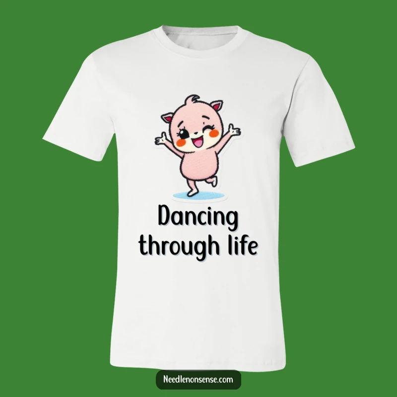 Funny Fabric Patch T-Shirt: Comical Dancing Apparel That Makes You Smile