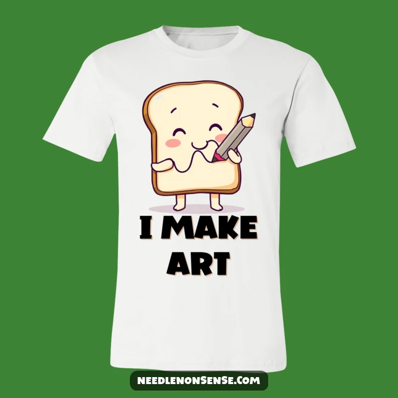 Funny Toast Artist T-Shirt: Smiling Character Drawing Squiggles, Ideal Humorous Apparel