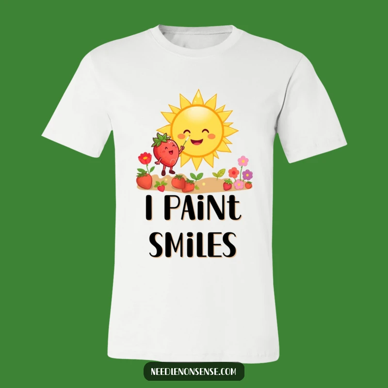 Funny Strawberry Sun Painting T-Shirt: Cheerful Art Apparel, Great Gift