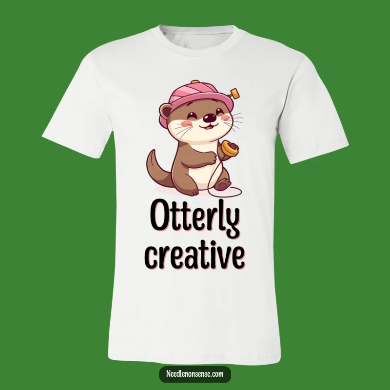 Funny Otter Sewing T-Shirt: Playful Spool Hat Otter Tee, Crafty & Fun Funny Gift