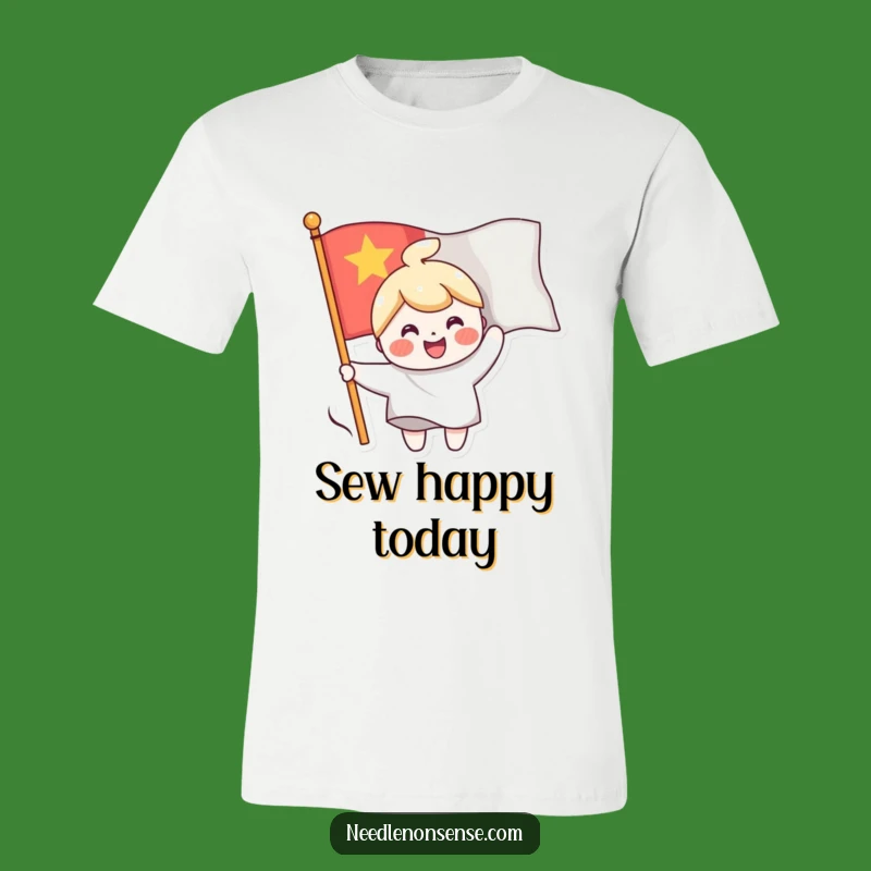 Funny Flag Sewing Character T-Shirt, the Ultimate Cheerful and Hilarious Gift