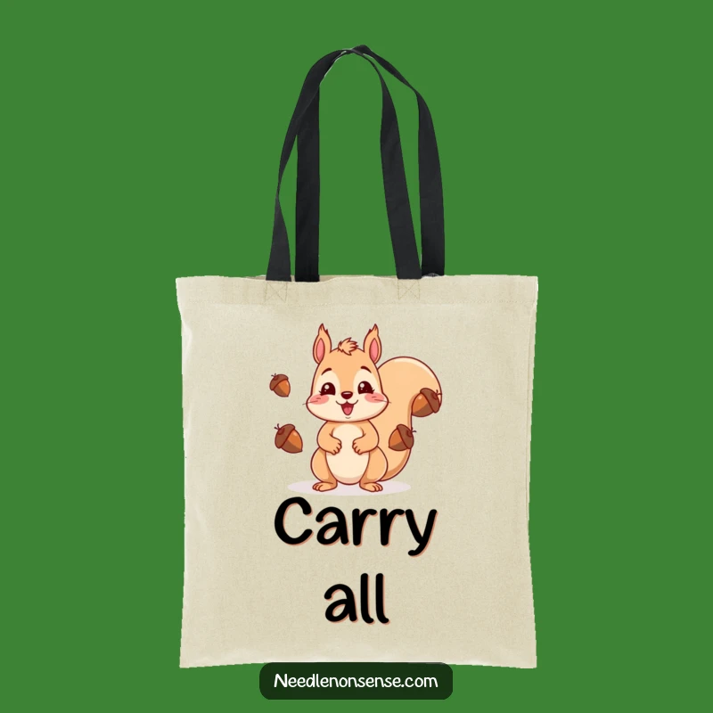 Funny Squirrel Juggling Acorns Tote Bag - Cute Surprise Design, Practical Funny Gift for Groceries