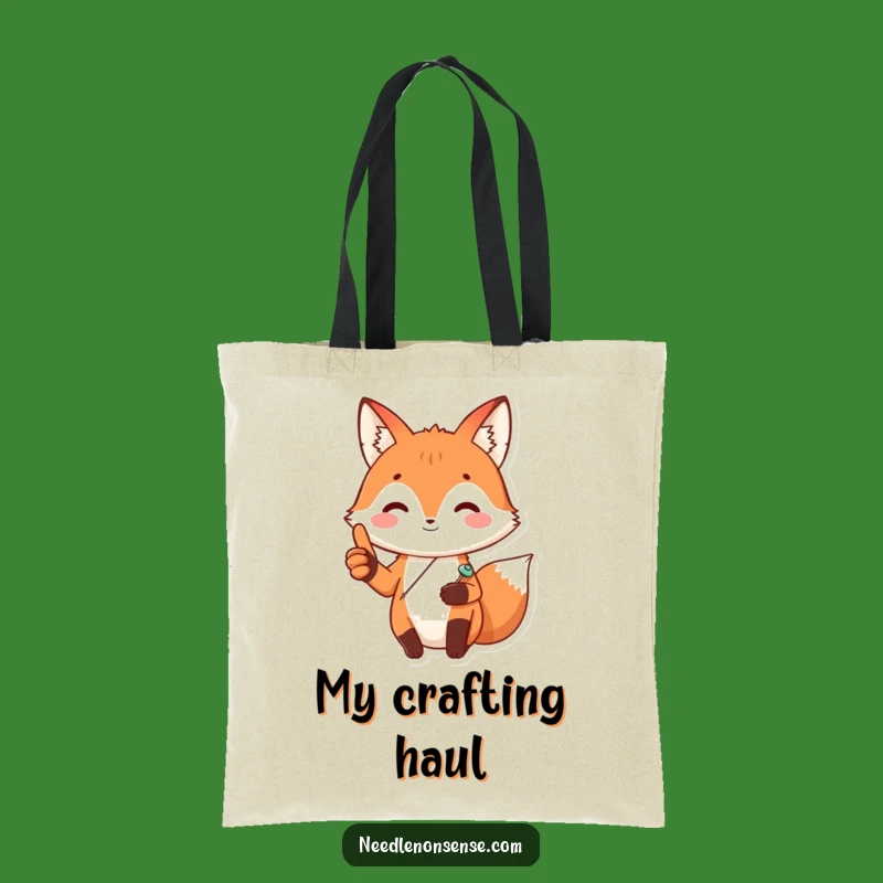 Funny Fox Sewing Tote Bag: Crafty Pin Fox Carryall, Stylish & Humorous Funny Gift