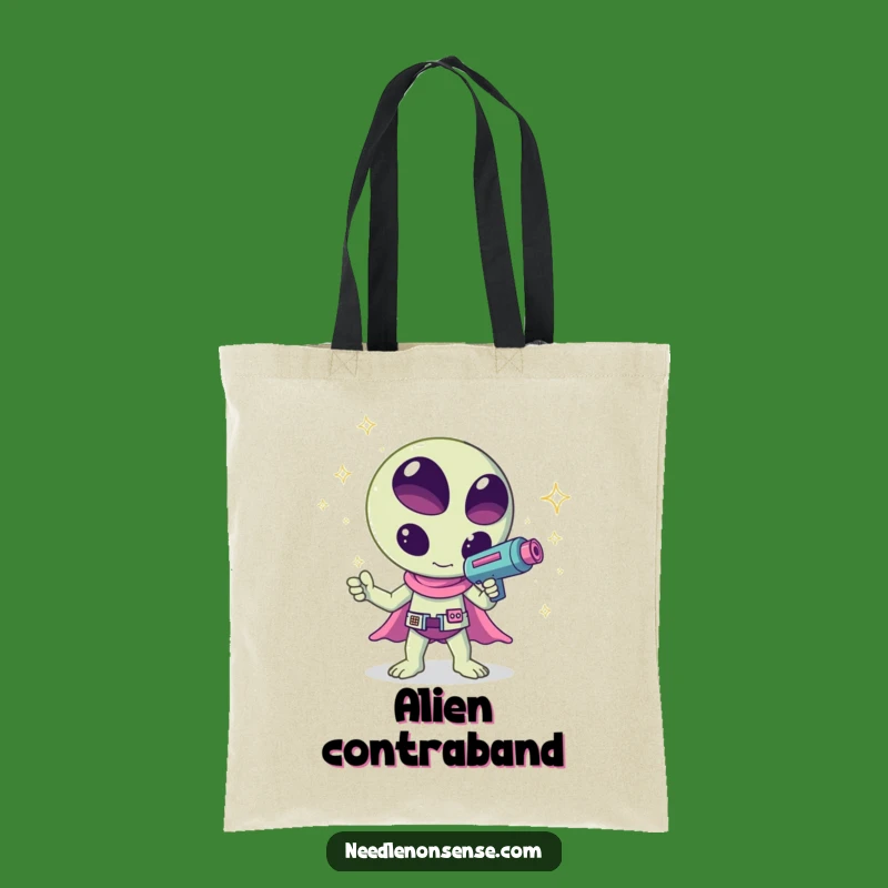 Funny Kawaii Alien Sparkle Tote - Galactic Carry-All!