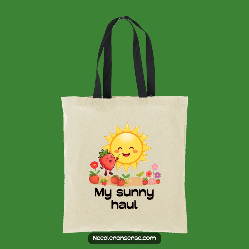 Funny Strawberry Sun Painting Tote Bag: Cheerful Art Accessory, Great Gift